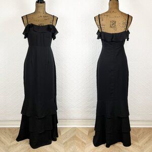 NWOT Lulus Lively Evenings Black Sleeveless Tiered Maxi Dress